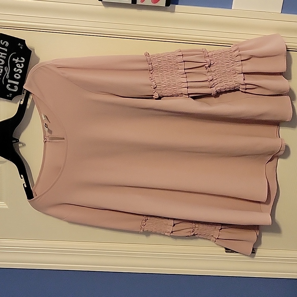 Cato Long Sleeve Blouse Large with Ruffle Details Lilac Light Purple